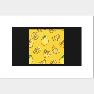 Lemon Fruit Yellow Pattern Posters and Art